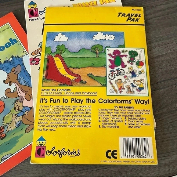 Vintage Barney, Mickey, Winnie the Pooh Colorforms Playset Book 1993 lot of 3 - Picture 6 of 13